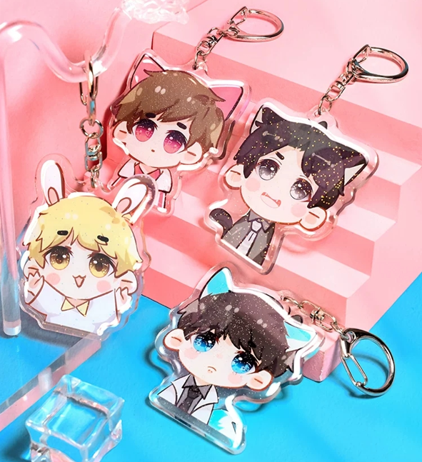 Custom Epoxy Glitter Acrylic Charms CNC Anime Clear Acrylic Keychain