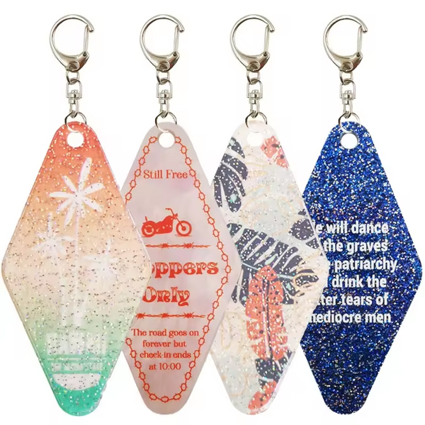 Custom Colorful Hotel Motel Acrylic Keychain Art Design Acrylic Charms