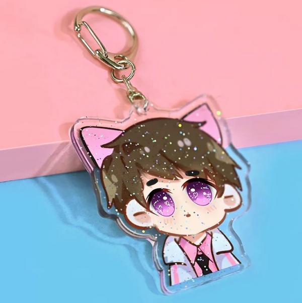 Custom Epoxy Glitter Acrylic Charms CNC Anime Clear Acrylic Keychain